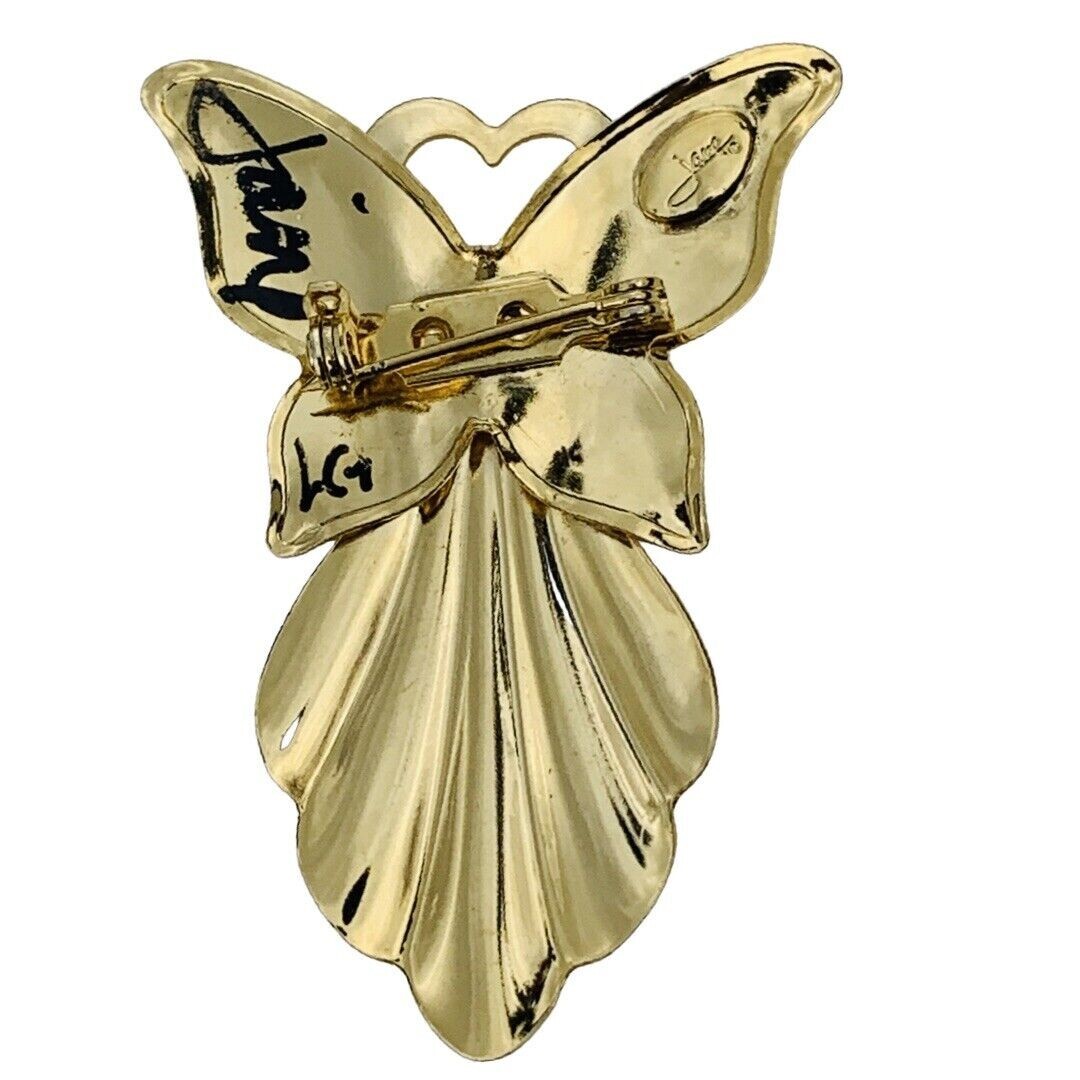 Vintage Angel Brooch 2.5″ Icy Angelcore Love Valentine Signed