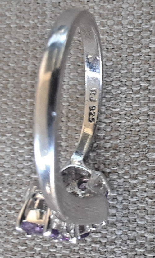 Vintage Designer RJ Sterling Silver & Amethyst Ring – Size 17.5mm/about 7.25