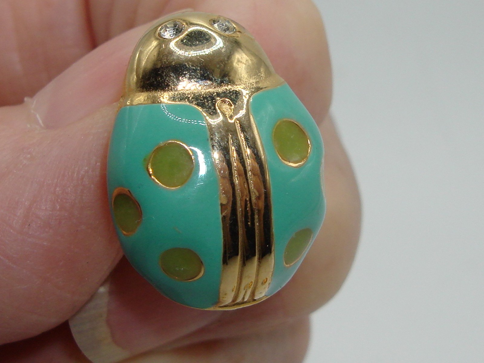 VINTAGE GAY BOYER ENAMEL BEETLE PIERCED EARRINGS!