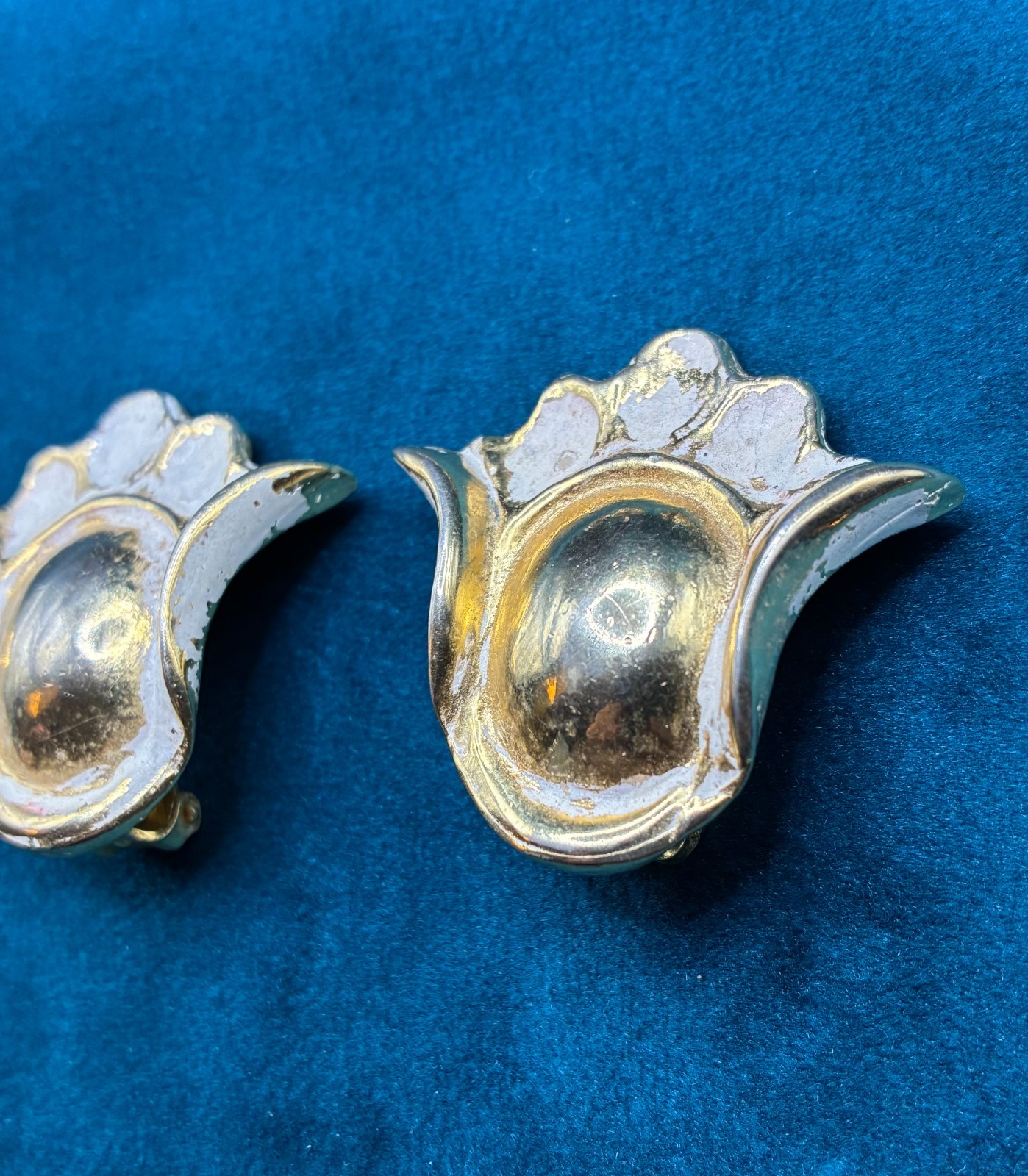 VTG Gold Tone Earring Lot 7 Clip On Zentall Bergere Unmarked AB Rhinestone READ