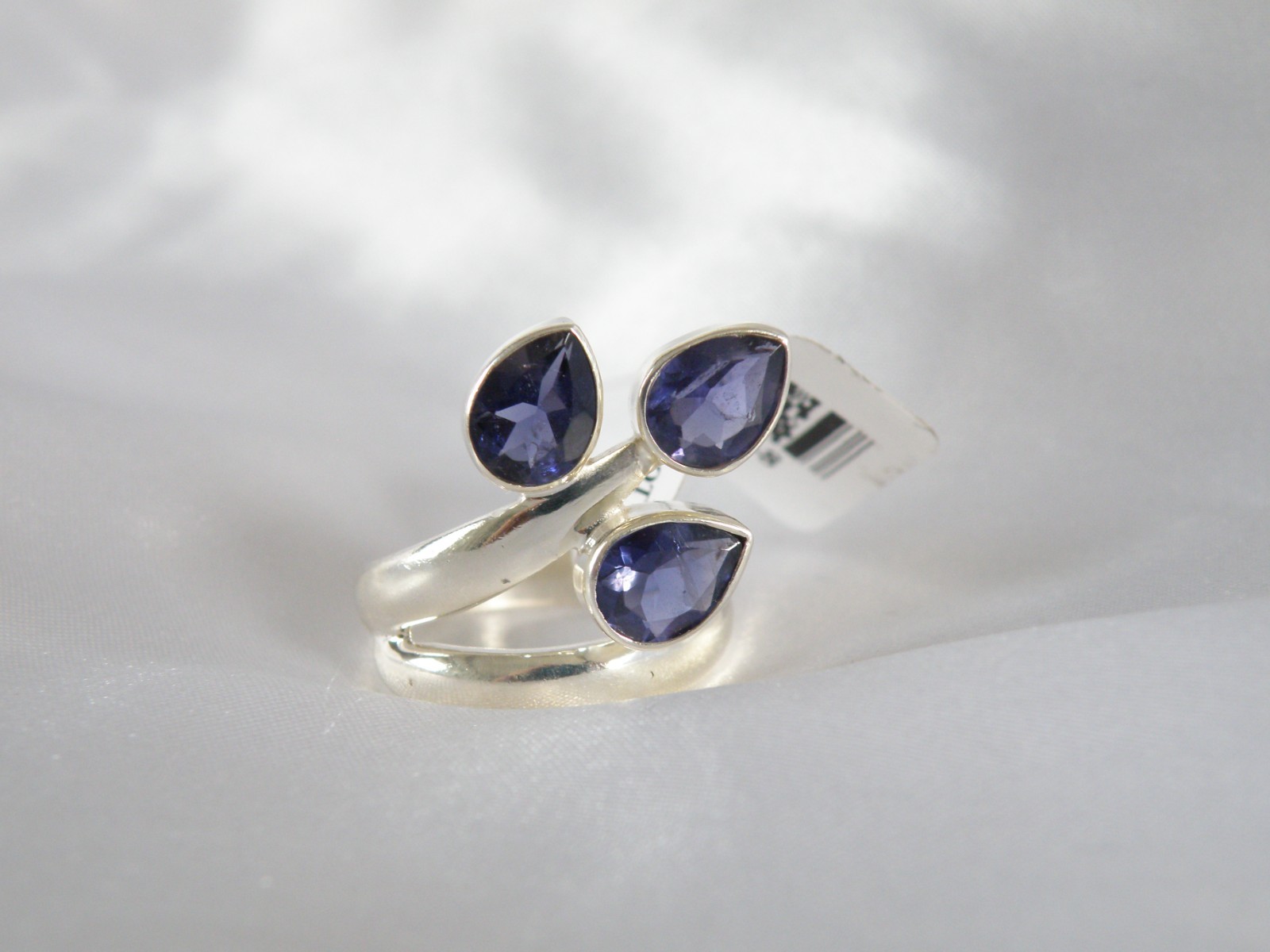 Chunky Sterling Silver 925 Bold Iolite Wrap Band Ring Size 8