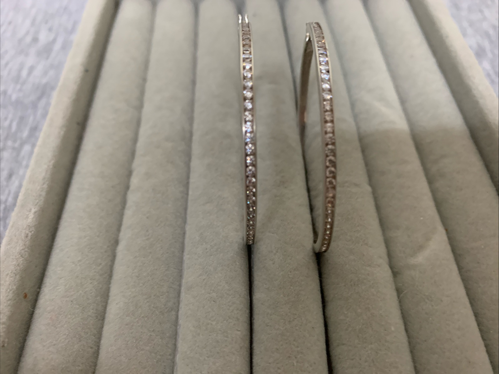Vintage Sterling & Cubic Zirconia Dangle Drop Hoop Earrings
