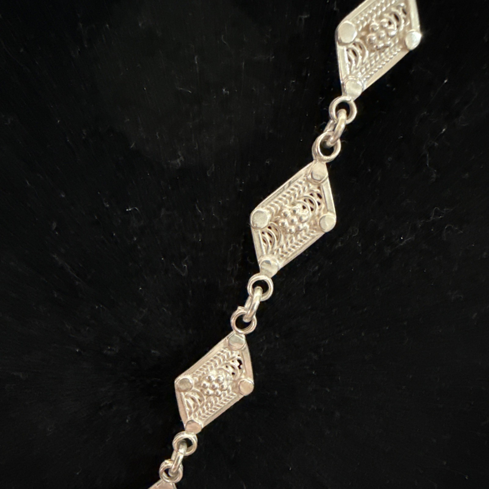 Antique Yemenite Roman Glass Necklace Sterling Silver See Notes