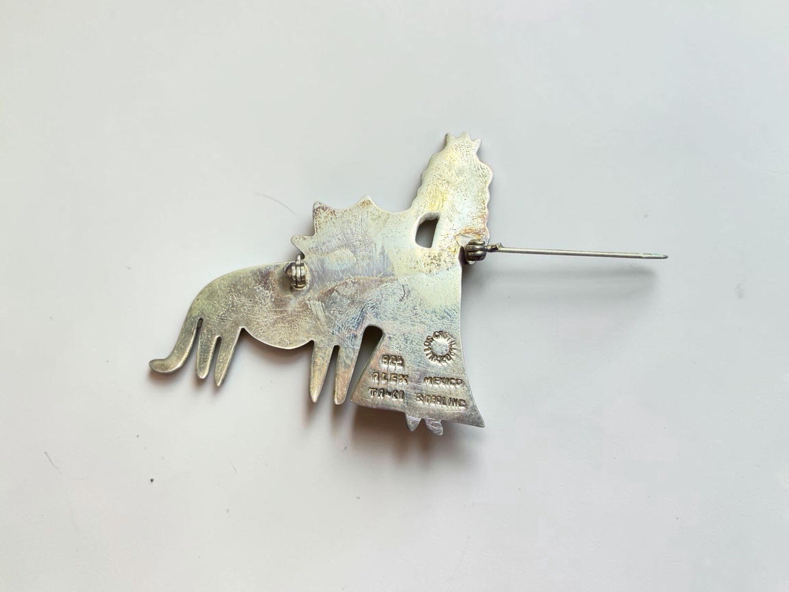 Rare Vintage Los Castillo Taxco 925 Silver Princess Lion Brooch Pin Alex Mexico