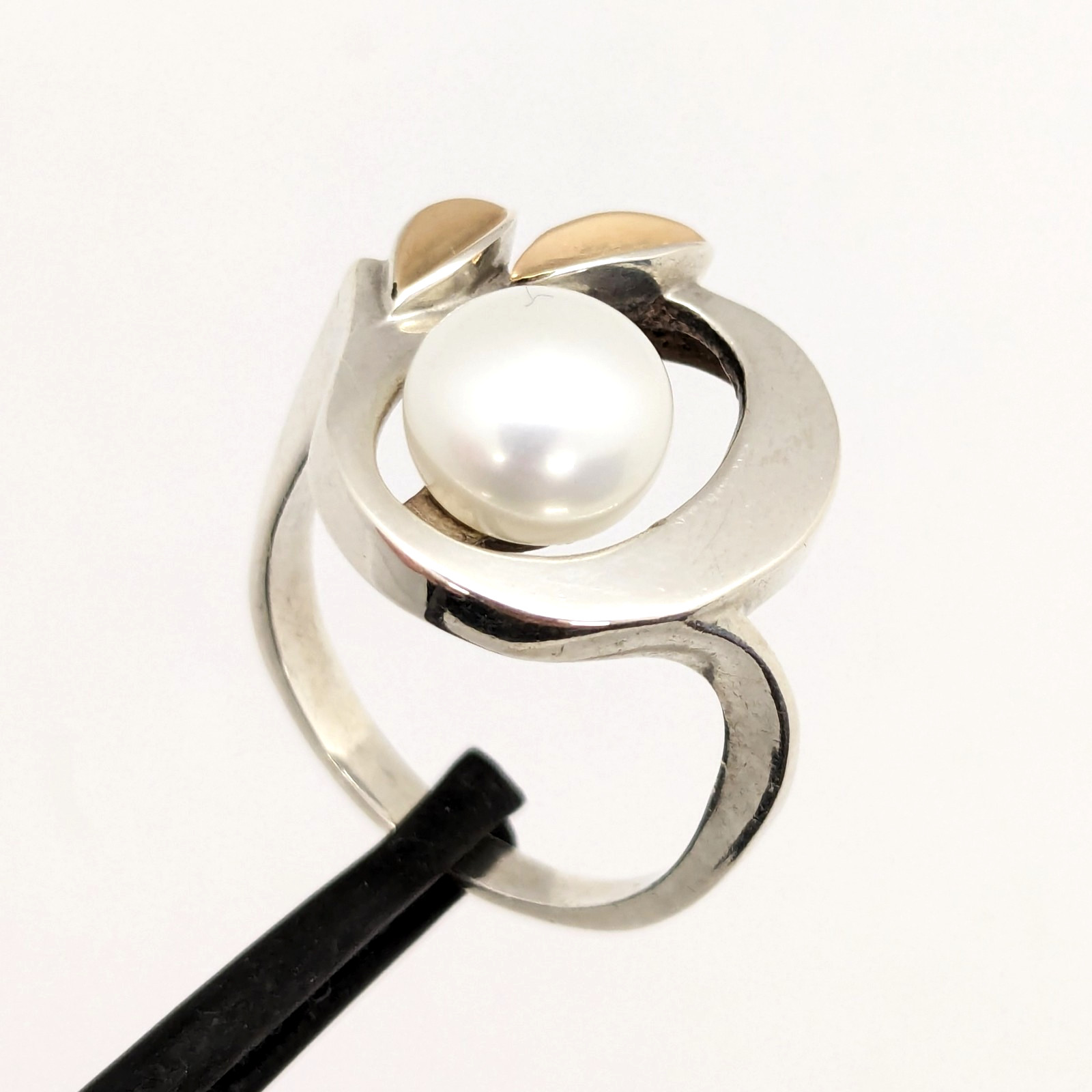 Vintage Luxury RING Silver 875 with Gold Inlay 585 -size: 8US (18mm) -5.52g. #16
