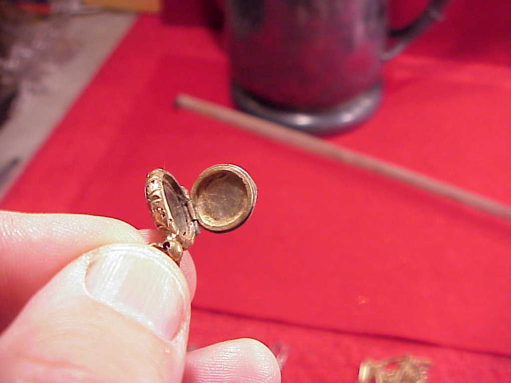 Antique TINY 1/2 INCH Vintage Victorian Small Gold Filled Hair Mourning Locket