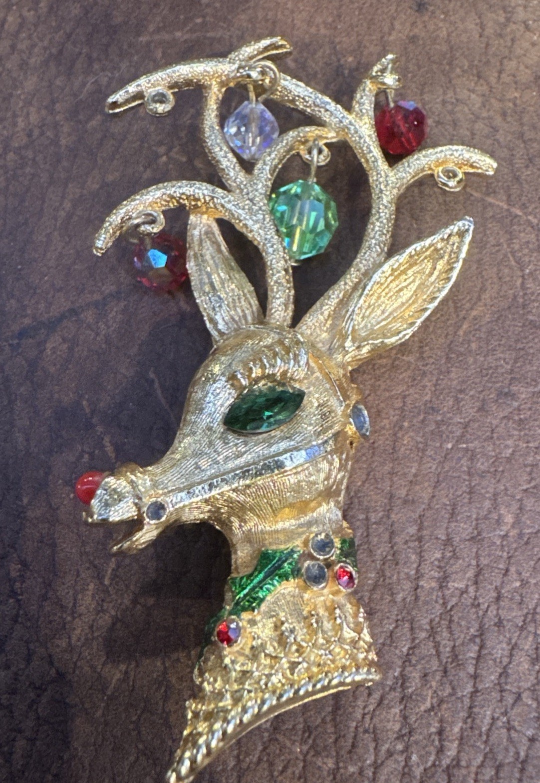 Vintage Holiday Brooch Collection lot of 3 Reindeer Christmas Tree & Bell