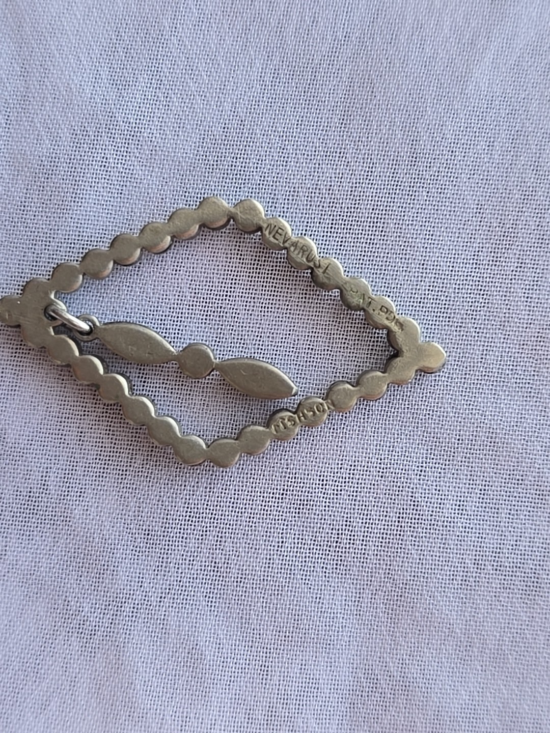 Fishson Silverite Pendant Neva Rust Signed Faceted Cut Pendant, Vintage