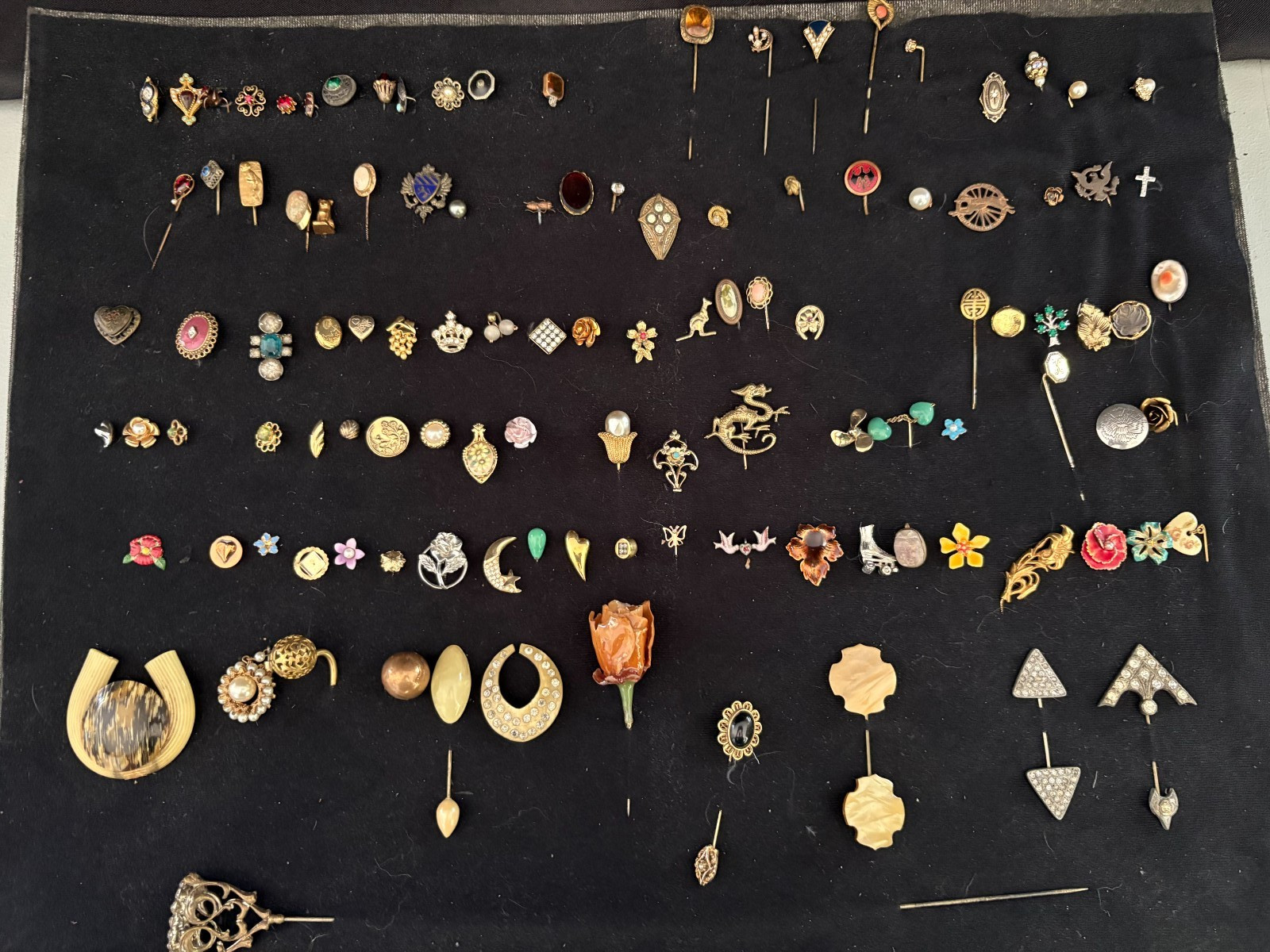 Stick Pin Collection, lot of 114, unique and vintage, hat pins, lapel pins