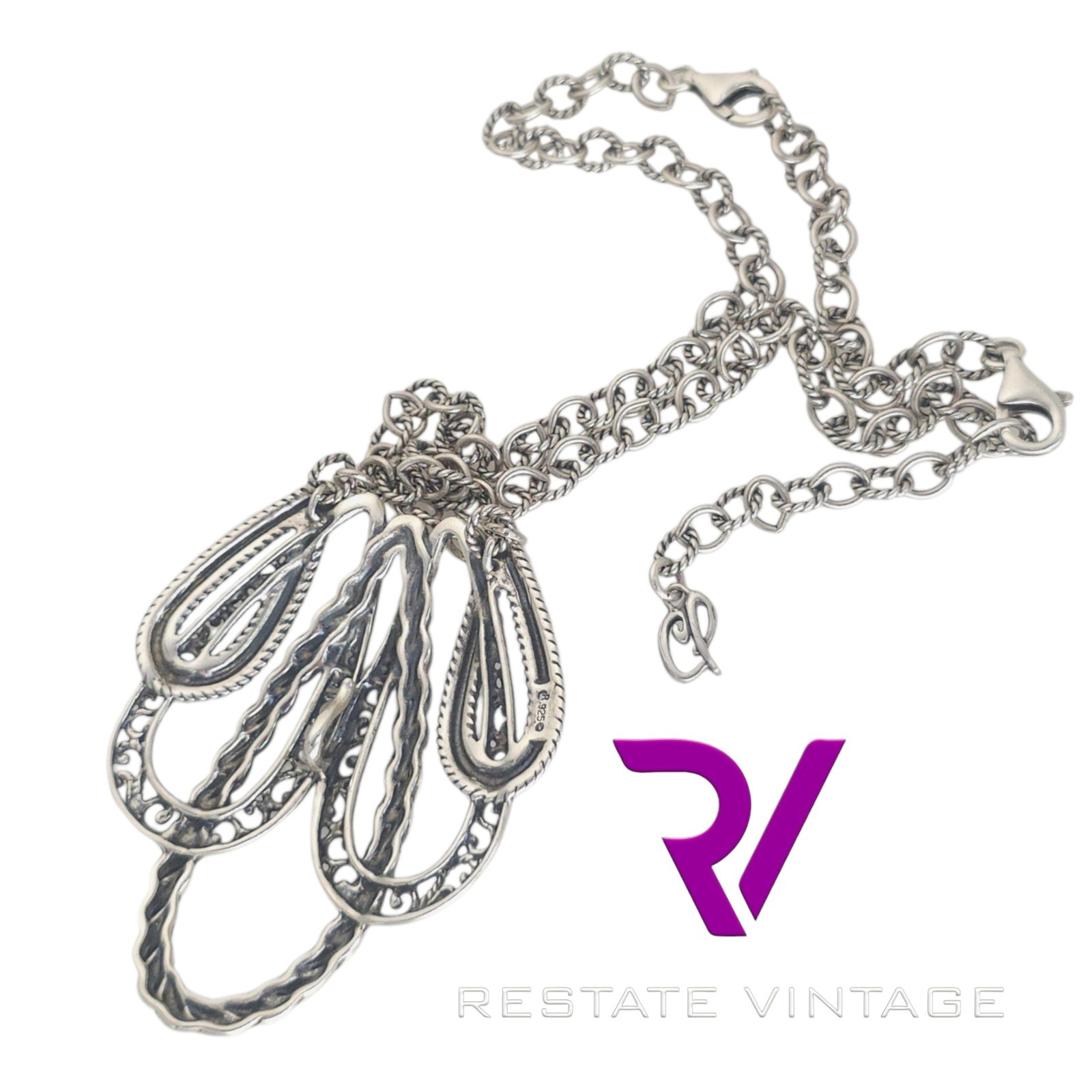 Mint Carolyn Pollack 925 Sterling Silver Lasting Connections Necklace 16″-19″