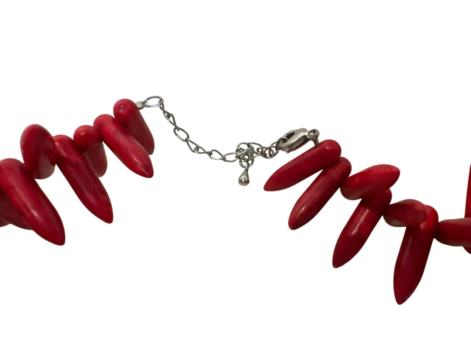 Red Spike Beaded Statement Necklace Bold Chunky Exaggerated Chunky VTG