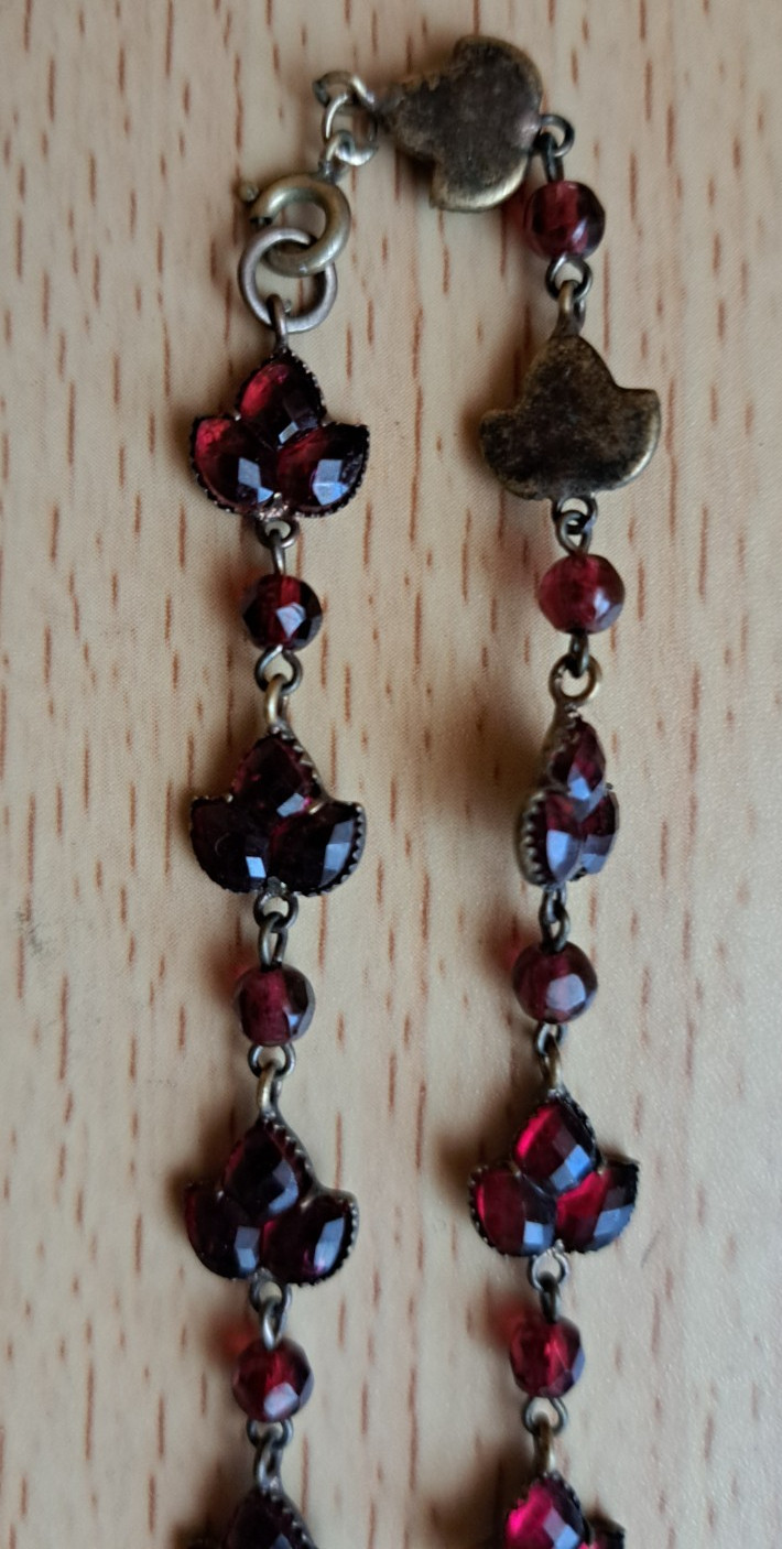 GARNET NATURAL GENUINE 118 GEMS BOHEMIAN 18″ PENDANT NECKLACE VINTAGE #708