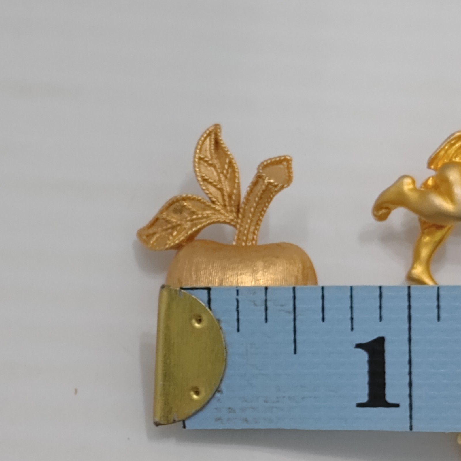 Lot 3 Vintage Gold Tone Brooches Avon Apple Angel Nativity