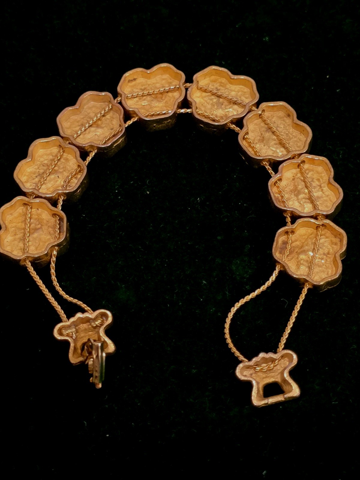 Vintage Goldtone Pansy Flower Slide Chain Bracelet