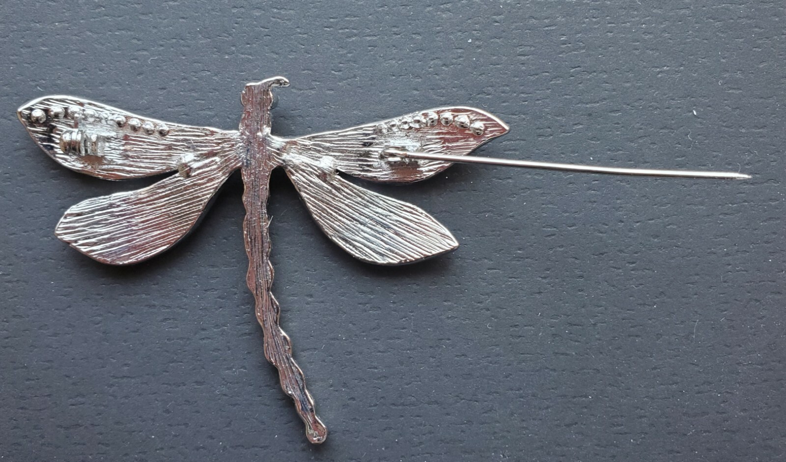 Vintage Silver Tone Rine Stone Enamel Dragonfly Pin Brooch