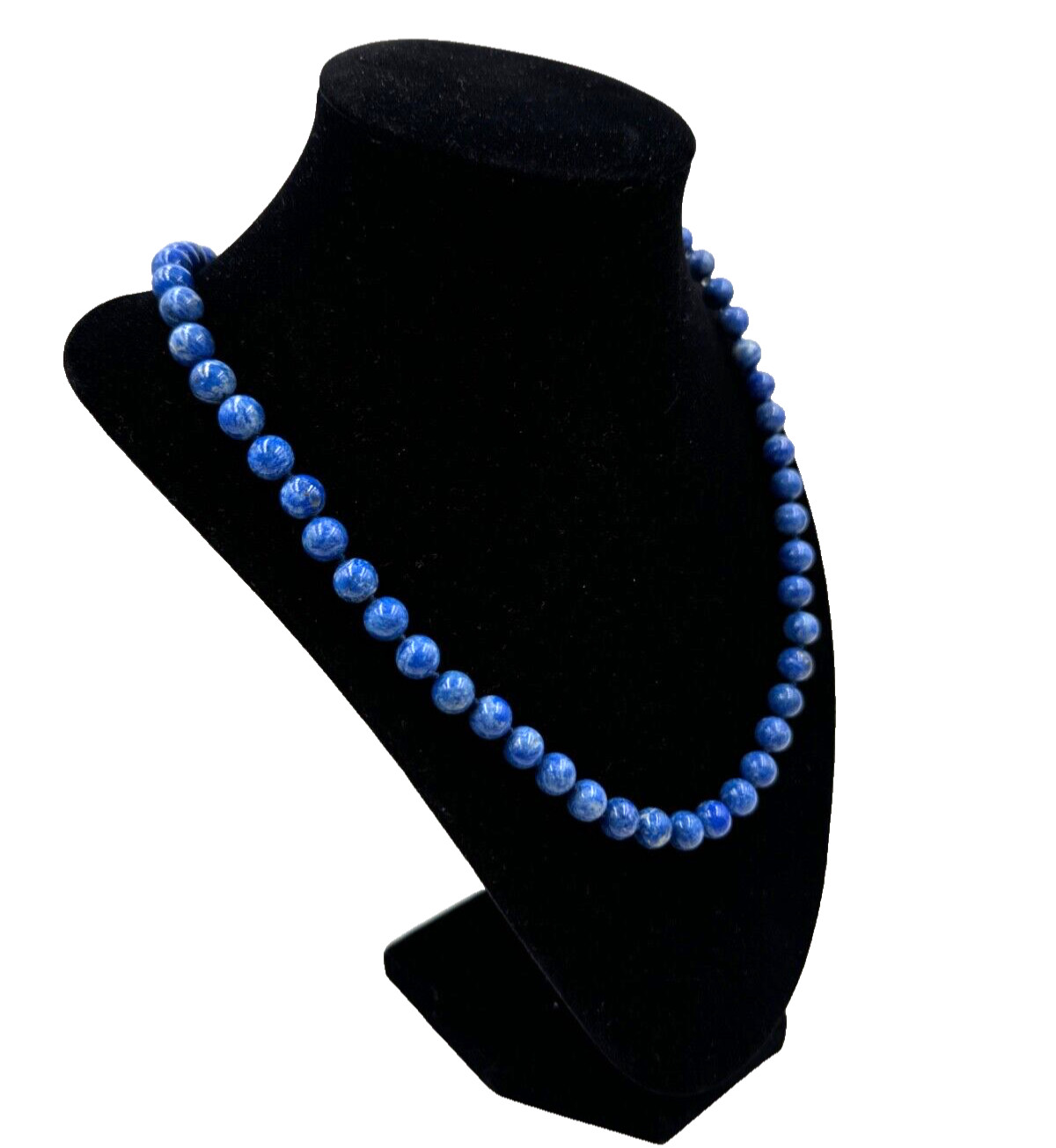 PERSIAN LAPIS LAZULI HAND KNOTTED VINTAGE CHINESE EXPORT NECKLACE STERLING CLASP