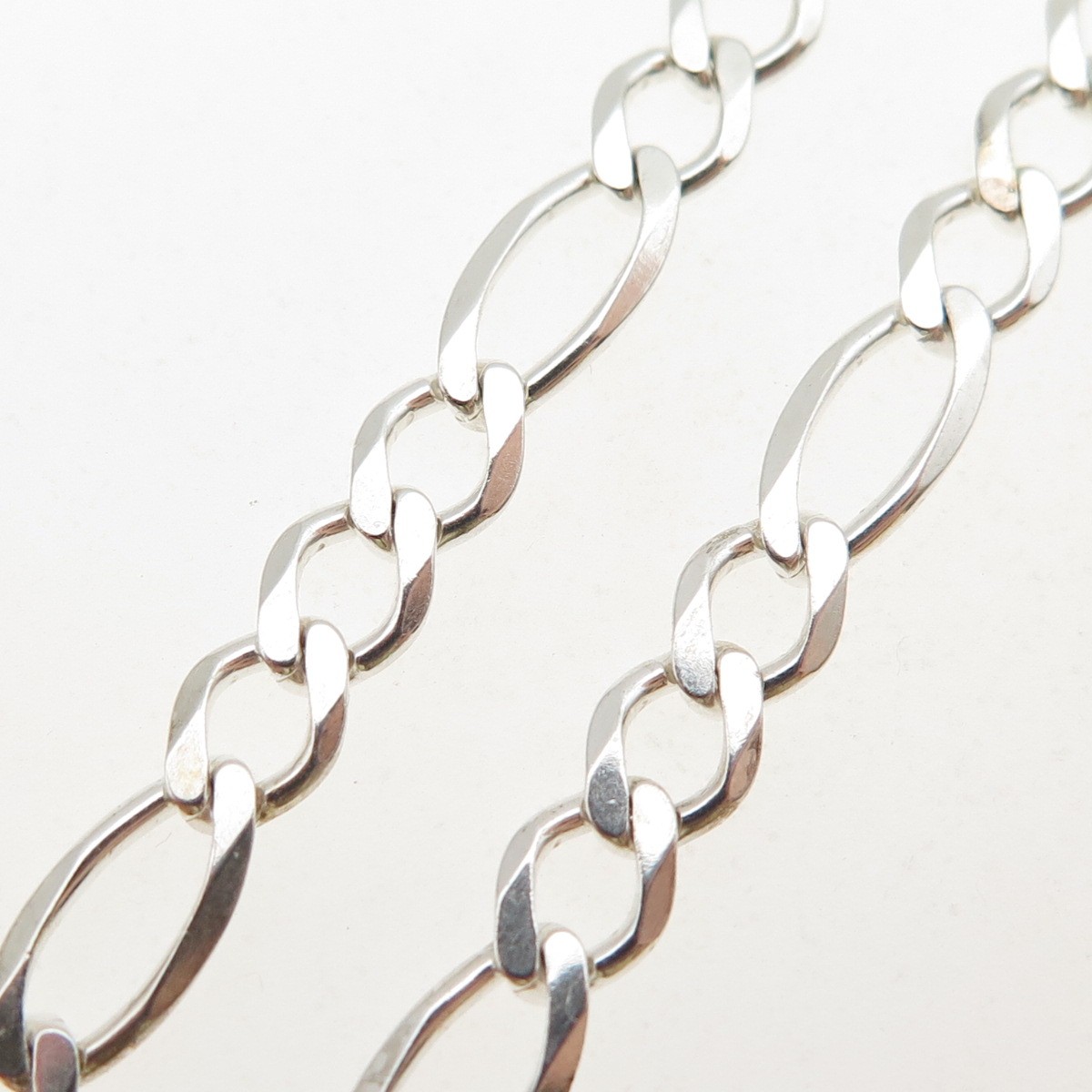 925 Sterling Silver Vintage Italy Figaro Chain Necklace 20″