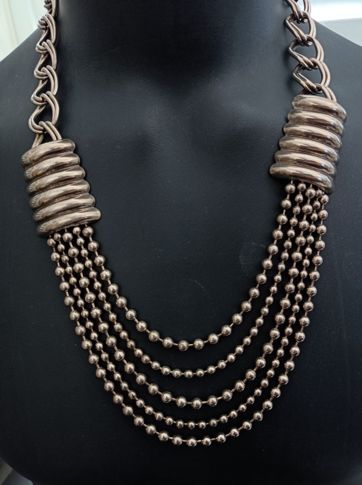 Statement Necklace Coiled Industrial Mechanical Massive Heavy Brutalist Chunky