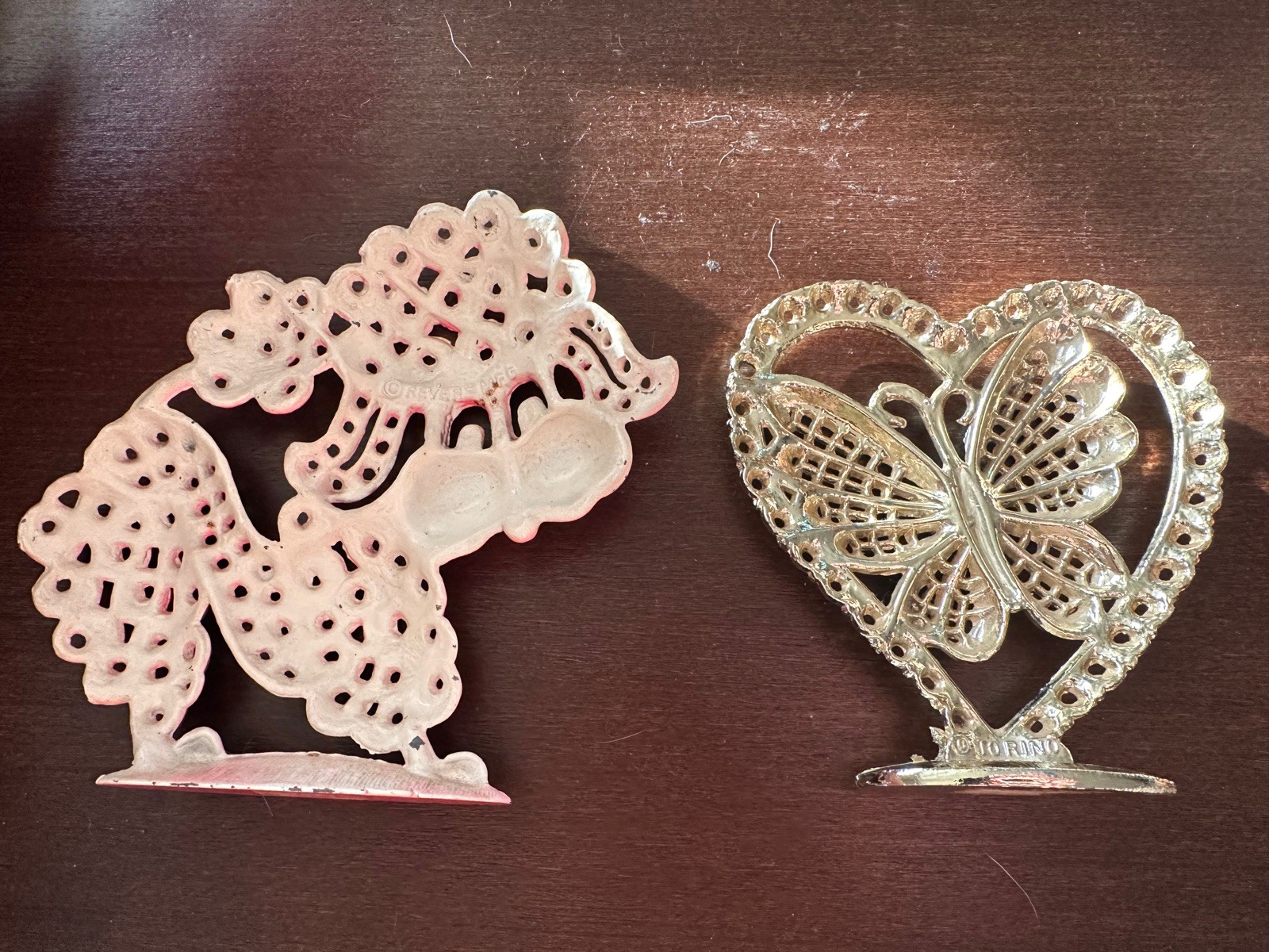 Vintage 70’s MCM Revere Hot Pink Poodle & Gold Torino Butterfly earring trees