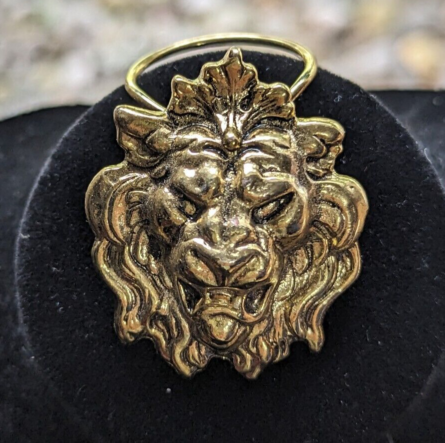 Brass Lion Pin Clip Lapel Pin Brooch or Other Post 1950
