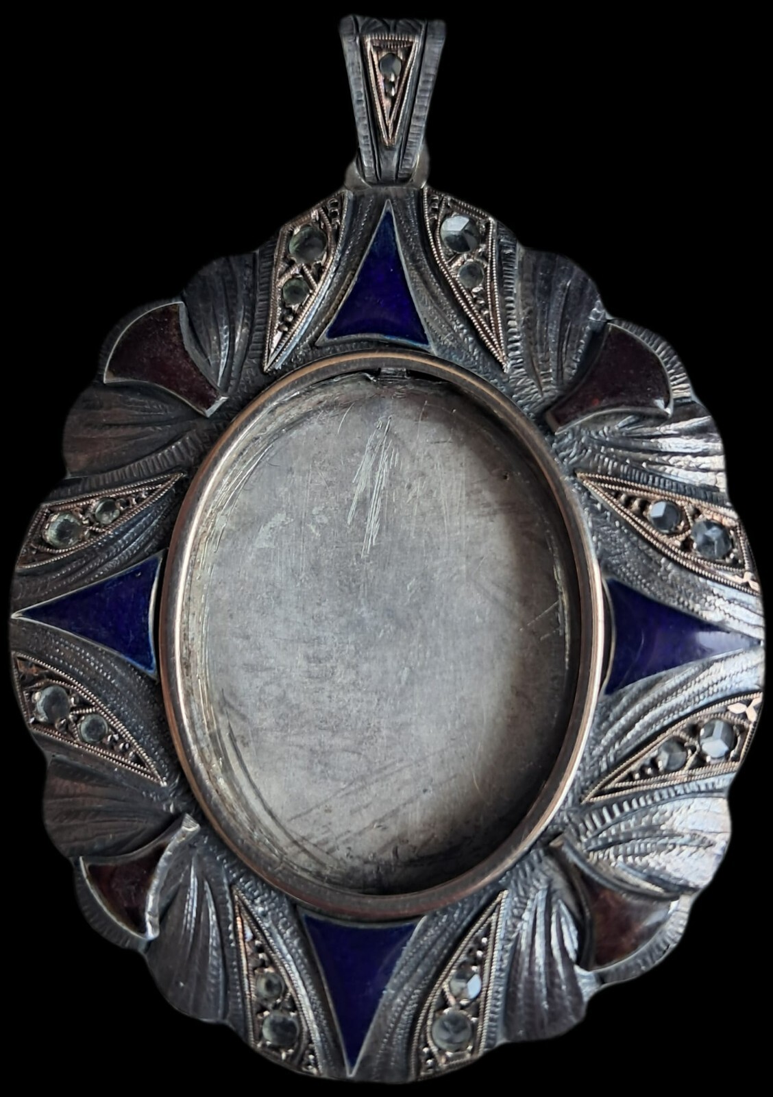 Fine Antique Art Nouveau Silver Gold Enamel Virgin Mary Madonna Pendant Ca 1900