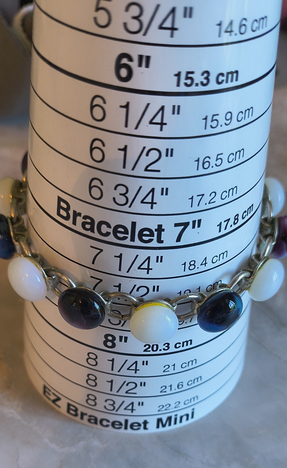 Vintage Blue & White Glass Bead Bracelet Lot