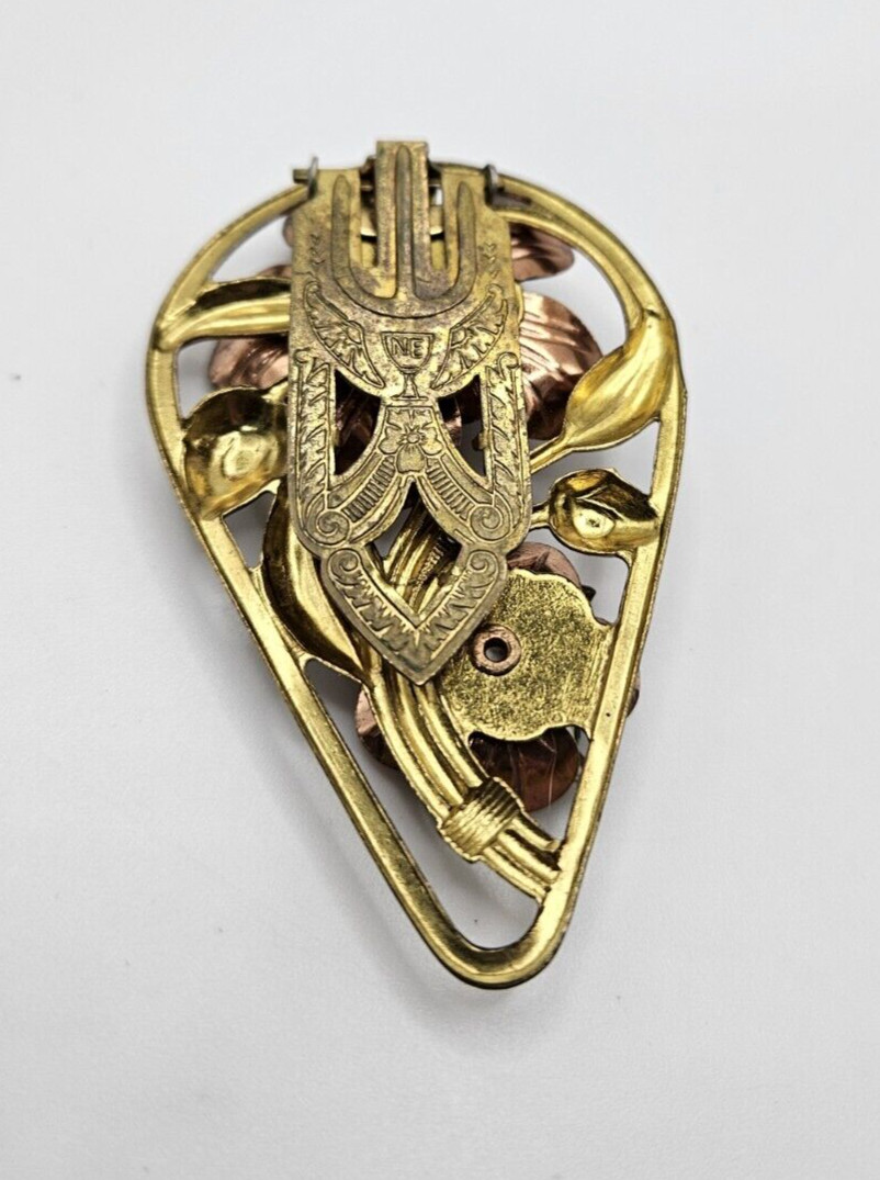 Antique New England Glass Works Fur Clip mixed metals