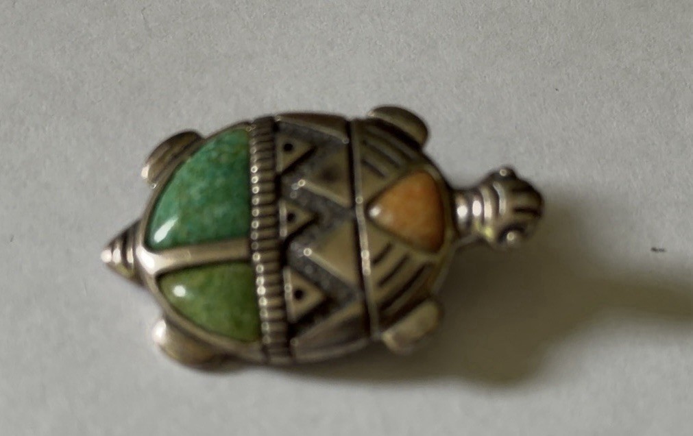 Carolyn Pollack Relios Sterling Silver 925 Southwest Turtle Pendant Brooch Pin