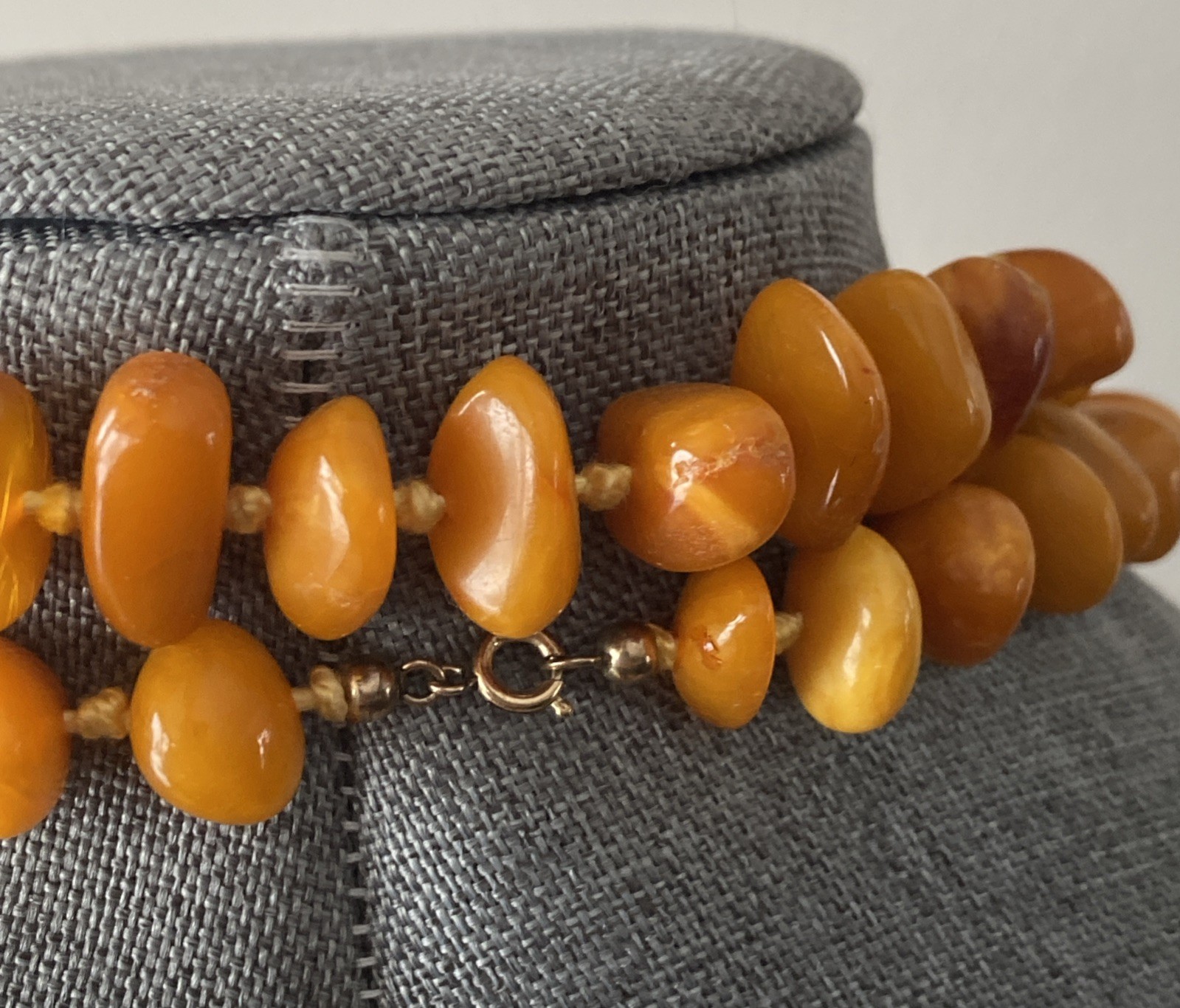 Antique Butterscotch Eggyolk Nugget Genuine Baltic Amber Necklace 126 Grams