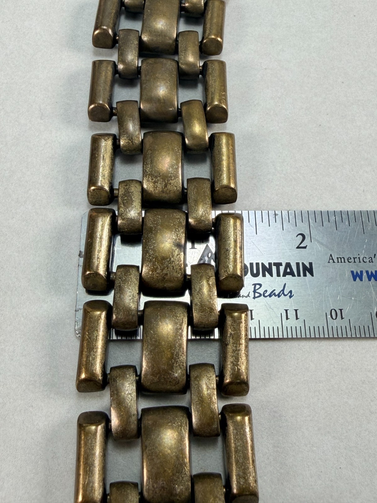 Signed RJG Chunky Industrial Link Bracelet Brutalist Modernist Statement 7.25″