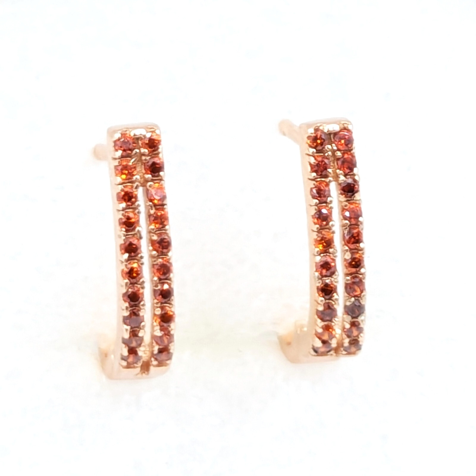 Vintage Luxury Earrings Sterling Silver 925 with Bright Red Stones -4.79g. | #16