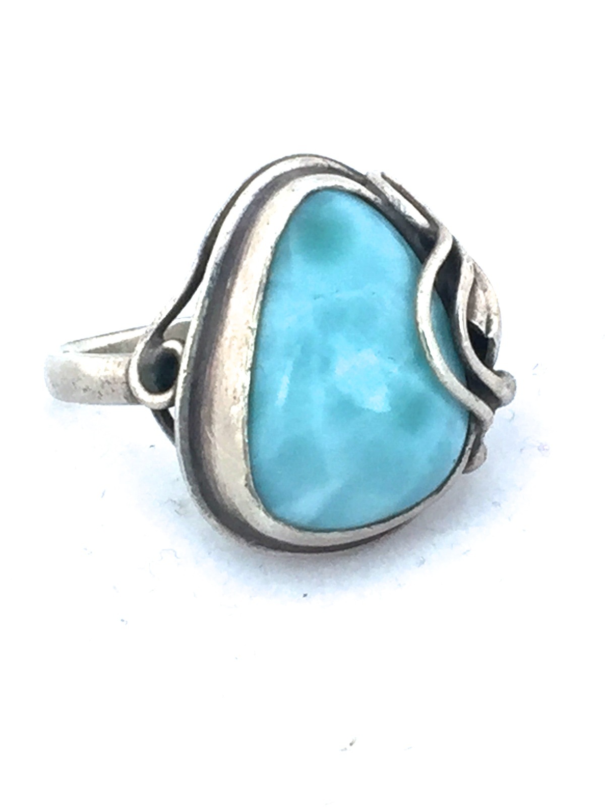 Larimar Ring Size 7.5 sterling silver Art Deco influences