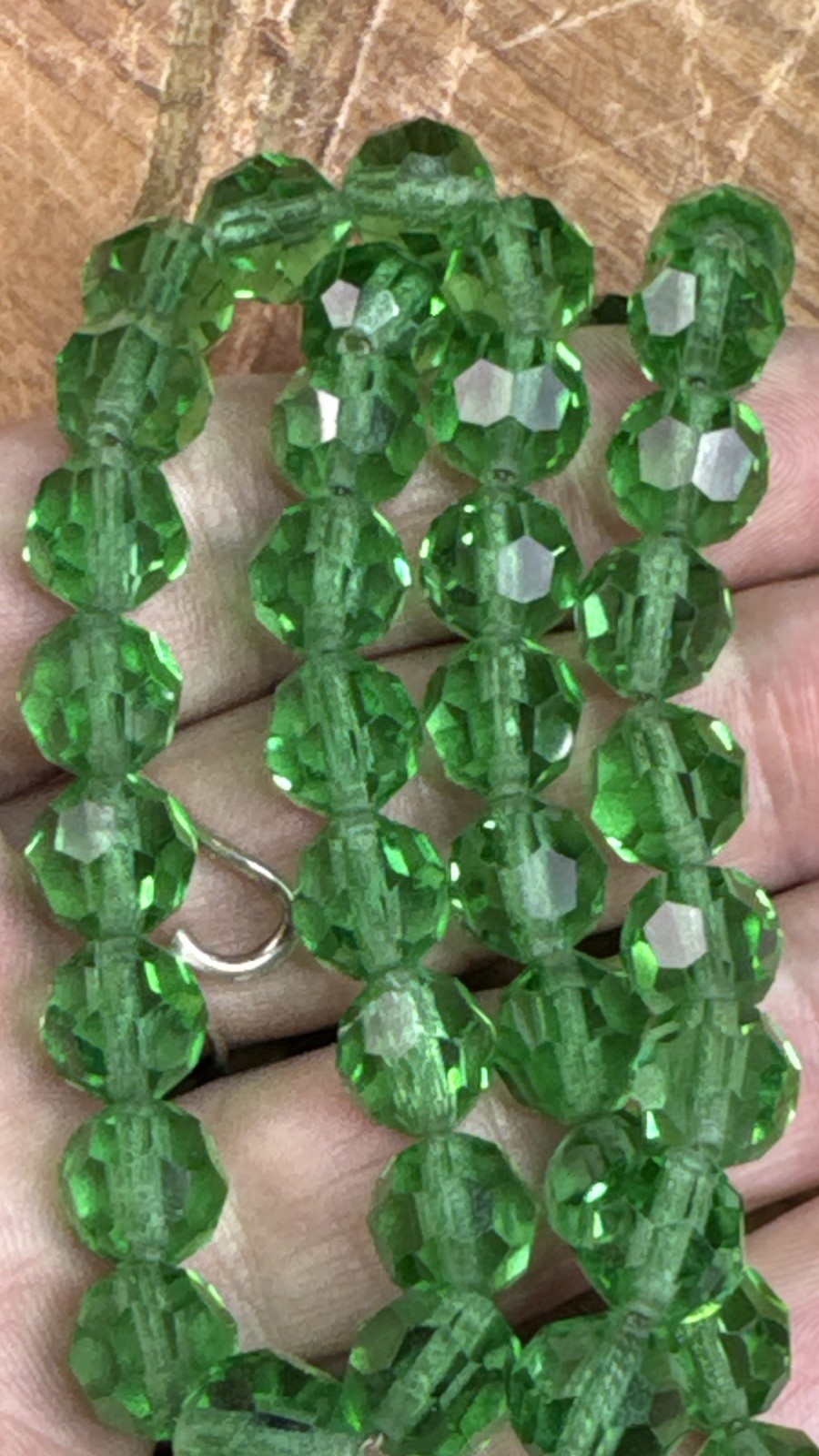 Emerald City Green Crystal Glass Choker Necklace 835 Silver Clasp w/Earrings Set