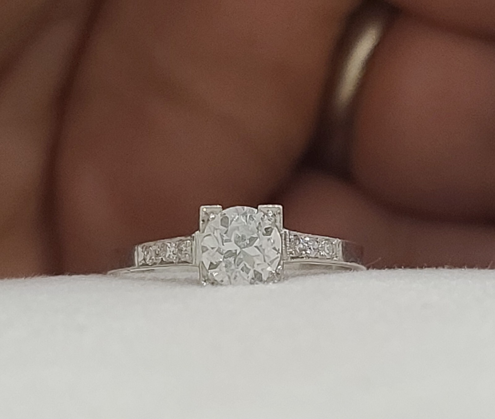 Platinum Vintage Filigree Engagement Ring 0.78ct. Natural Euro Cut Round Diamond