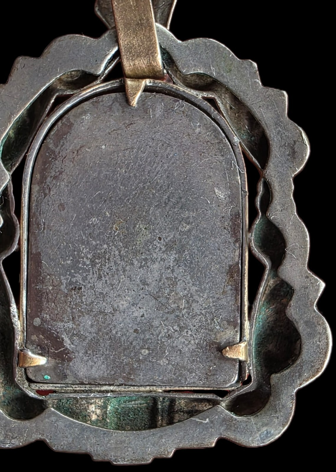 Fine Antique European Art Deco Gold Silver Virgin Mary Pendant Medal Ca 1900