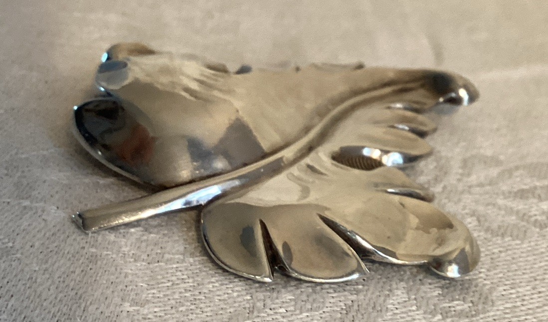 Leaf Shaped Vintage Sterling Silver Brooch Nature Arborist Fall Gift
