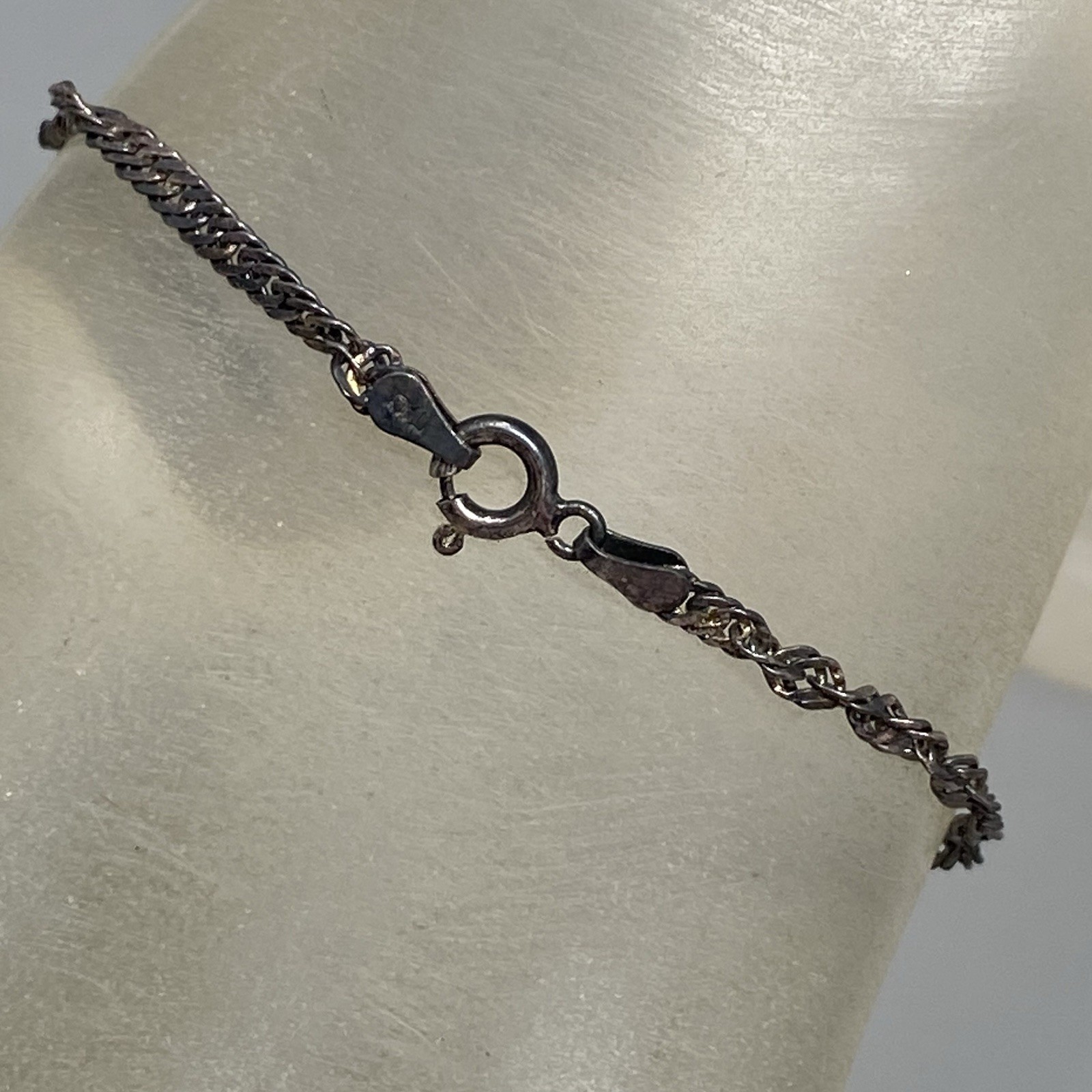 VTG Sterling Silver Twist Chain Bracelet Patina 925 Italy PT Quality 6.75″
