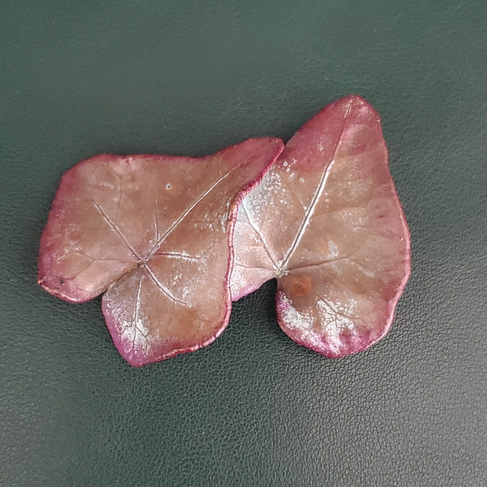 Nature’s Creations Rockville Maryland Copper Leaf Leaves Brooch Pin Vintage