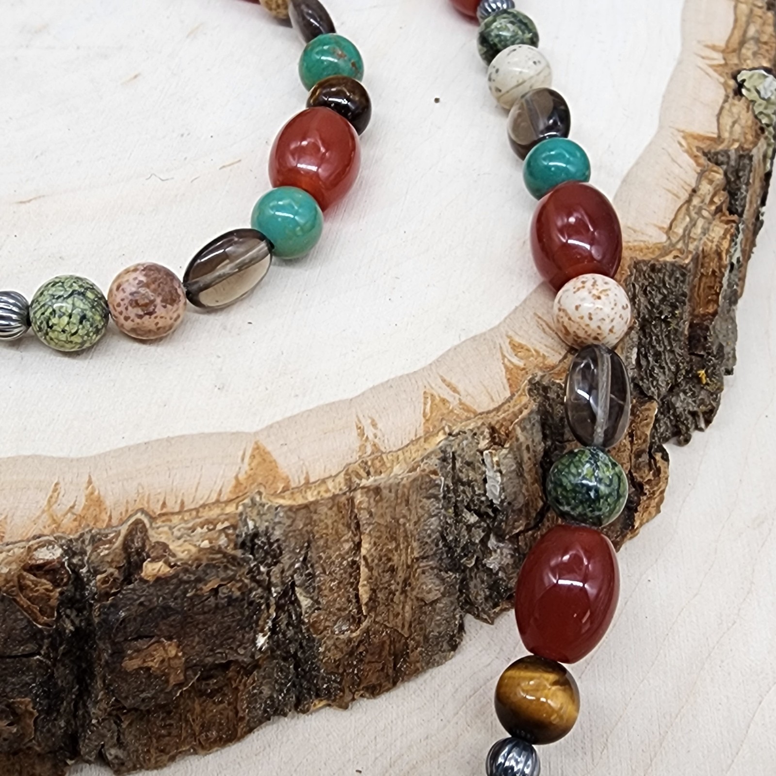 Carolyn Pollack 925 Sterling Multicolor Stones Beaded Necklace 26″ – 52g