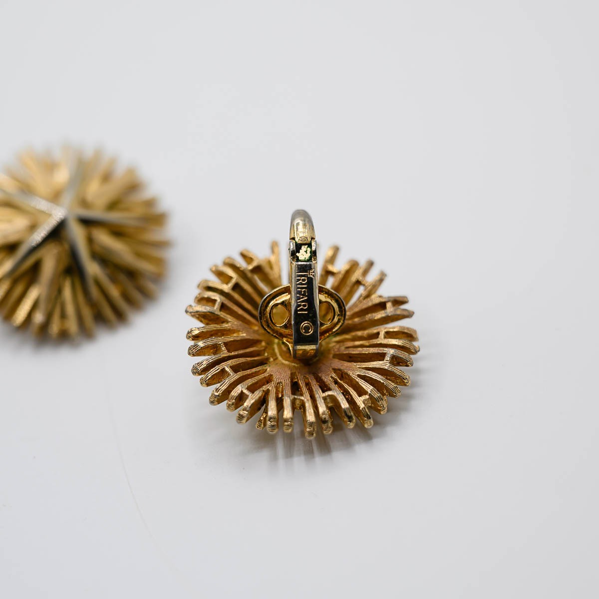 Earrings LOT 4 Gold Tone signed Bergere Trifari Gay Boyer Clip-on