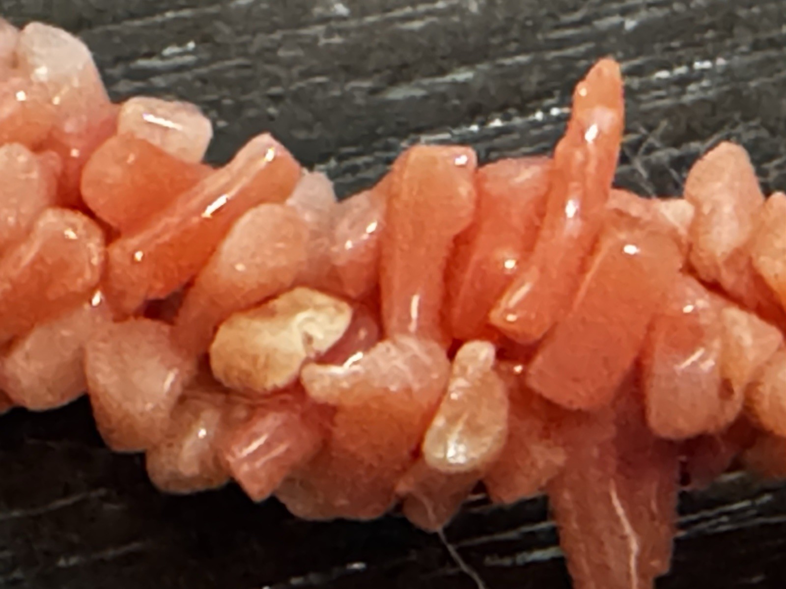 Rare Vintage Genuine Black Coral Yusr & Salmon Pink Coral Chip Torsade Necklace