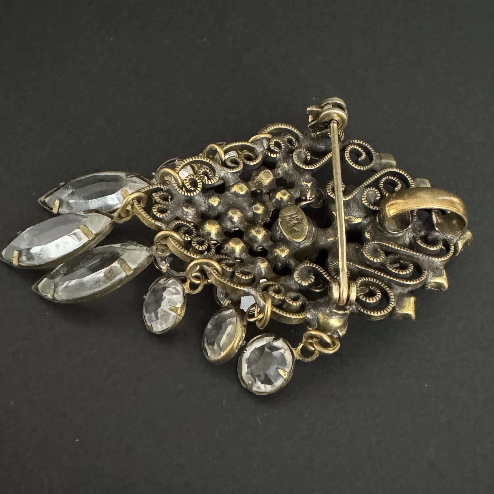 Vintage Hobé Signed Victorian Revival Filigree Brooch Pendant & Earring Set