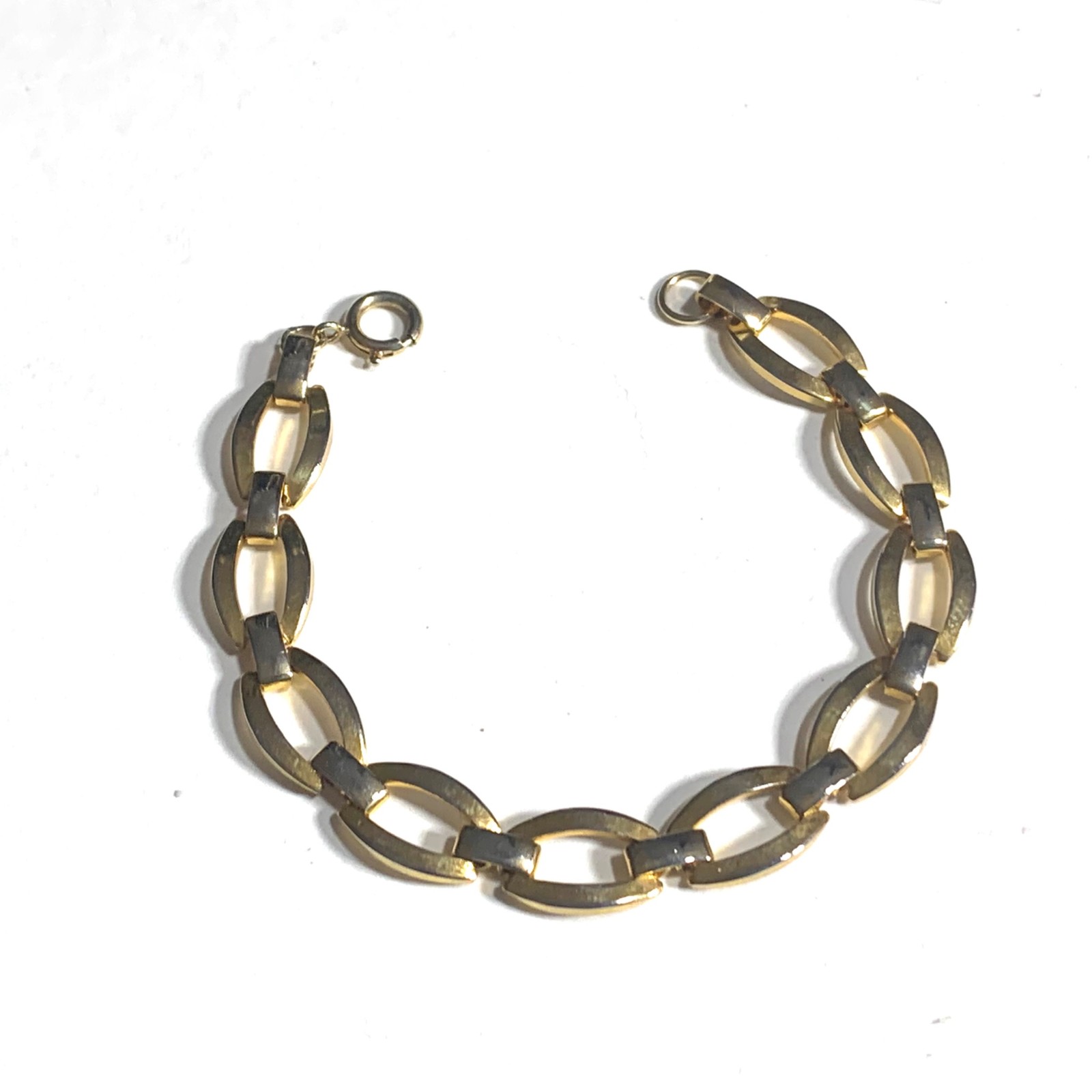 Vintage Gold Tone Chain Link Bracelet Open Oval Articulated Links