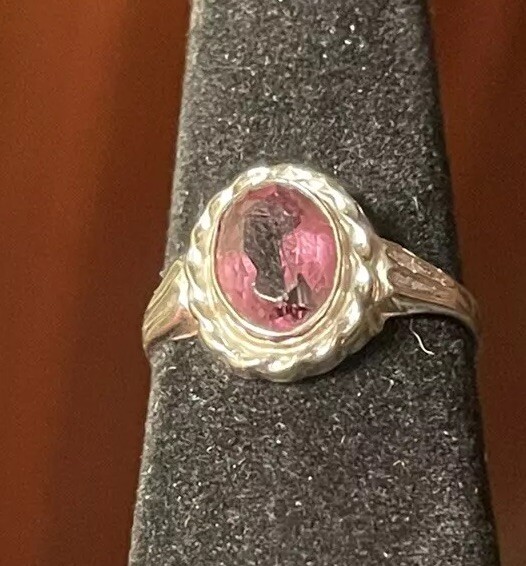 Vintage. Estate 10k White Gold Purple Amethyst Ring. Size 4.5 Small Fingers!