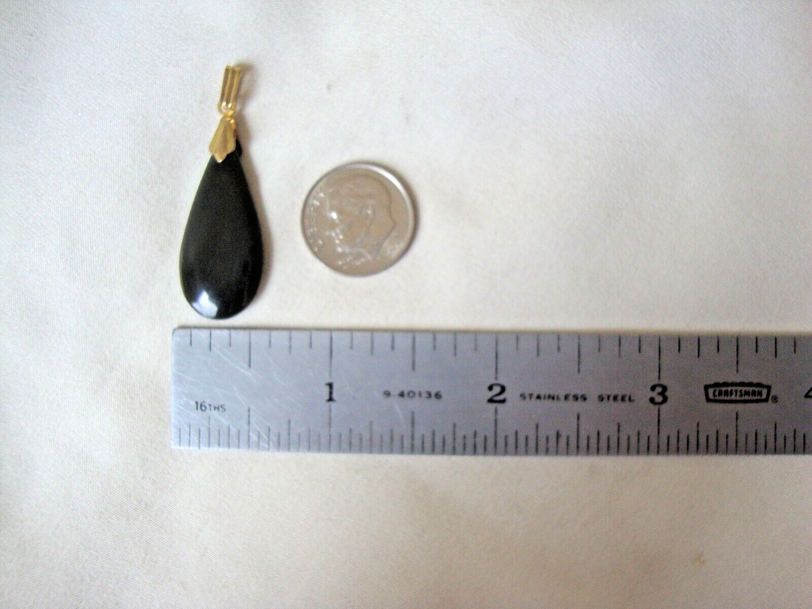 VINTAGE 1970-80s BLACK ONYX TEARDROP PENDANT W/ GOLD FILLED BALE