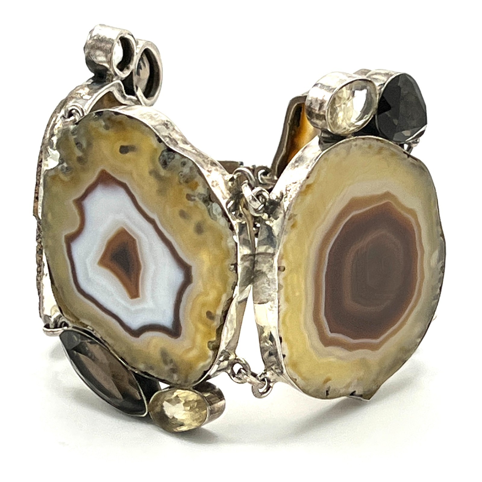 Vtg Sterling Geode Druzy Bracelet•Natural Crystal Statement Jewelry-Stamped 925