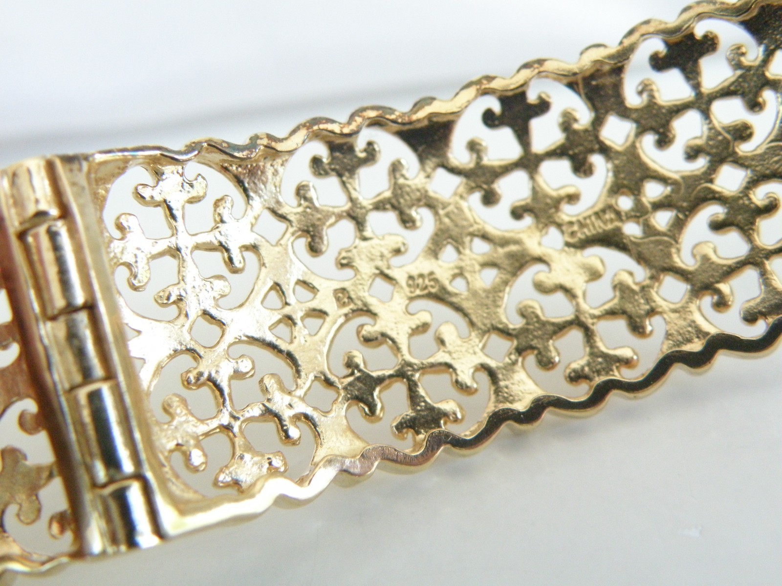 Sterling Silver 925 Gold on Natural Gemstone Statement Bracelet