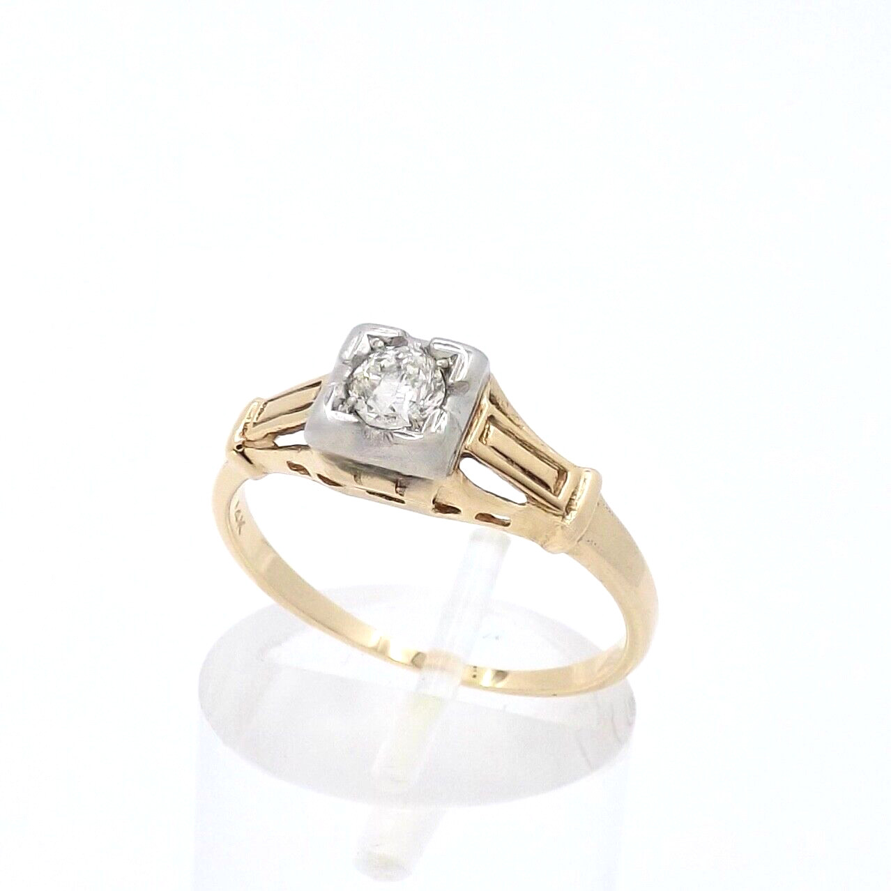 Victorian 14K Gold Old European Cut Diamond Promise Pre Engagement Ring sz7