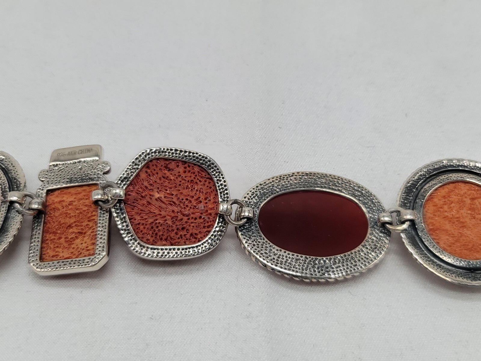 Amy Kahn Russell Hand Carved Red Jasper Carnelian Cabochon Toggle Bracelet NIB