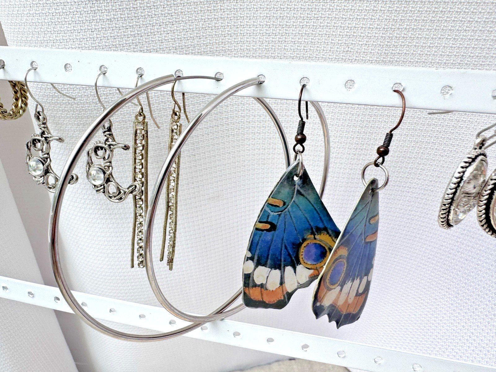 Silver 90s Modernist butterfly y2k 2000s 1990s Pierced hugger Earrings Lot 8 PRS